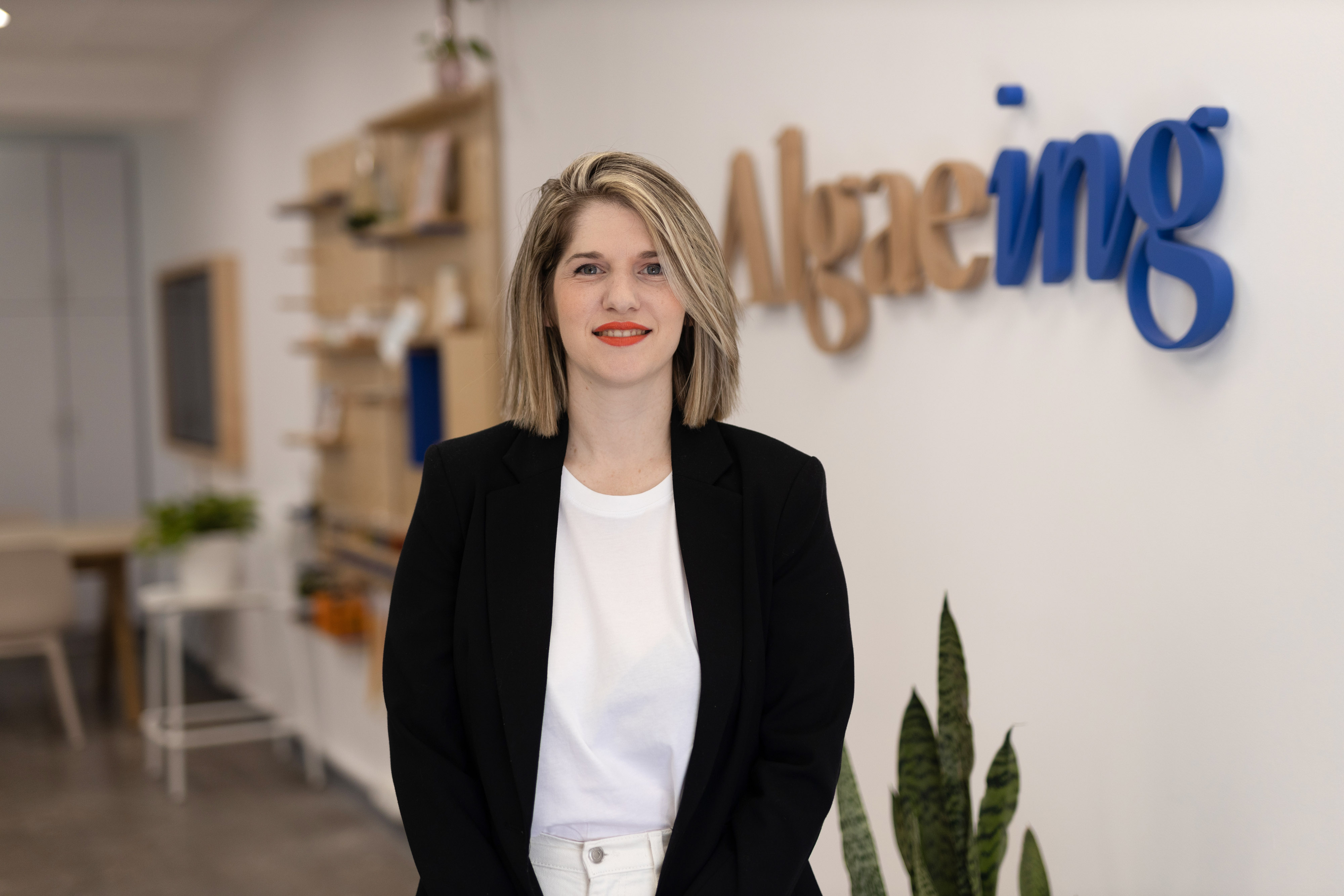 Renana Krebs is the CEO and co-founder of Algaeing, in the company's laboratory.