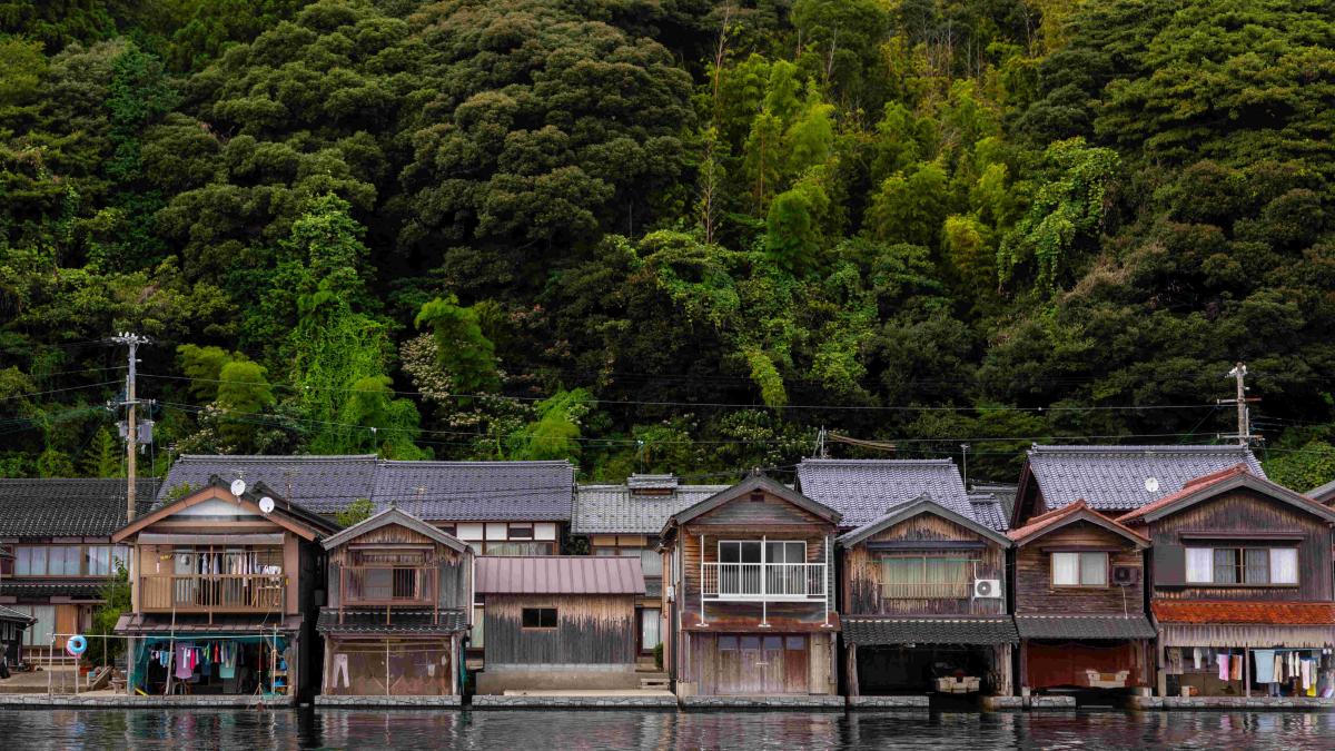 Funaya fishermen houses in Kyoto prefecture, Japan.