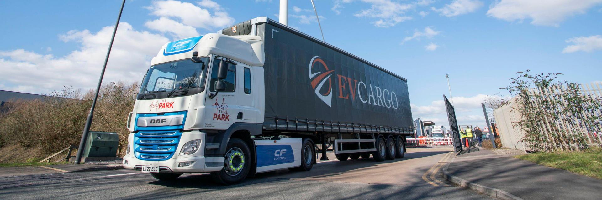 A fully electric heavy goods truck (DAF) at The Parks Bristol headquarters.